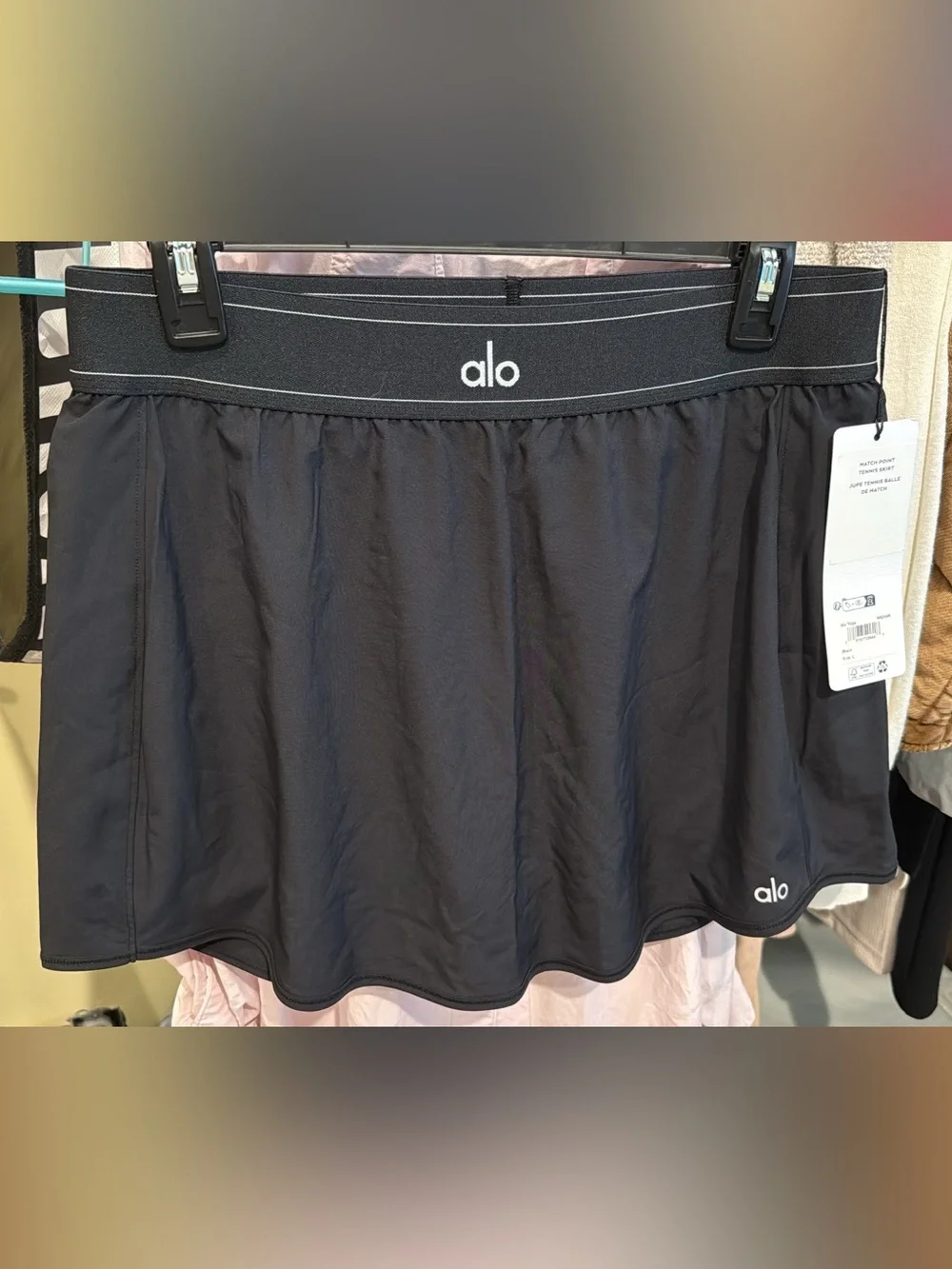 NWT ALO Yoga Black match point tennis Skirt with double Logo Waistband